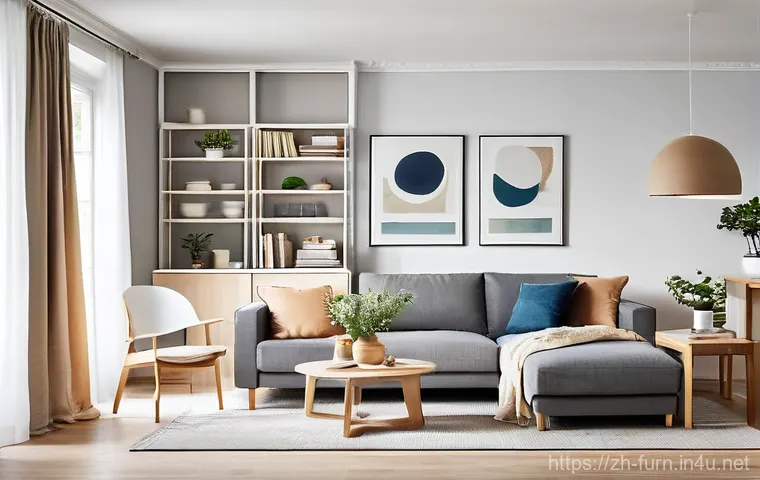 이케아 가성비 제품 추천 - **Prompt 1: Modern Living Room with KALLAX Divider**
    A bright and airy open-plan living room and...