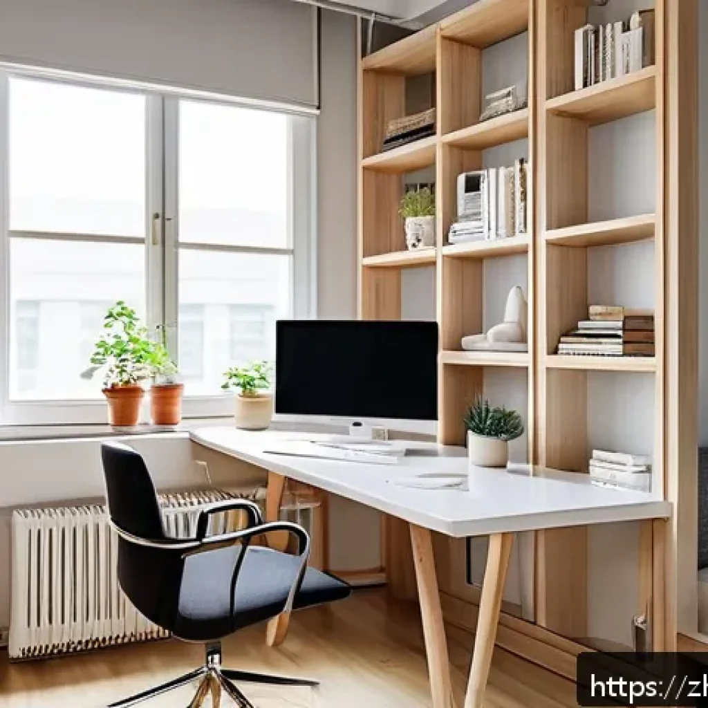 원룸 가구 배치법 - A compact modern studio apartment interior featuring an open-plan layout with a white, lightweight o...