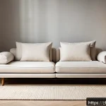 고급 소파 브랜드 비교 - A modern ergonomic sofa in a bright, minimalist living room, featuring adjustable armrests and backr...