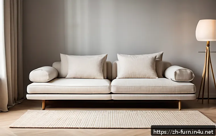 고급 소파 브랜드 비교 - A modern ergonomic sofa in a bright, minimalist living room, featuring adjustable armrests and backr...