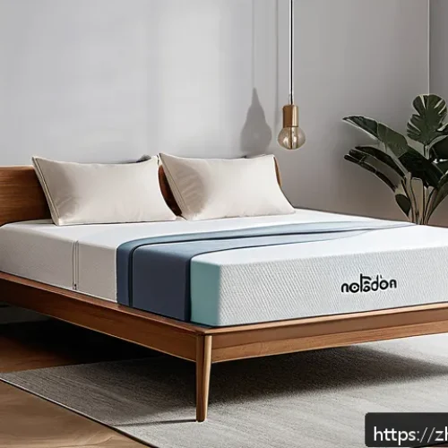 매트리스 종류 및 특징 - A modern bedroom scene showcasing a luxurious memory foam mattress with a gentle contour hugging a s...