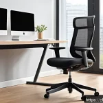 홈오피스 가구 추천 - A modern ergonomic office chair made with breathable mesh fabric, featuring adjustable backrest tilt...