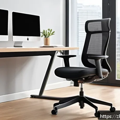 홈오피스 가구 추천 - A modern ergonomic office chair made with breathable mesh fabric, featuring adjustable backrest tilt...
