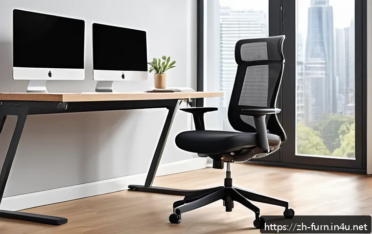 홈오피스 가구 추천 - A modern ergonomic office chair made with breathable mesh fabric, featuring adjustable backrest tilt...